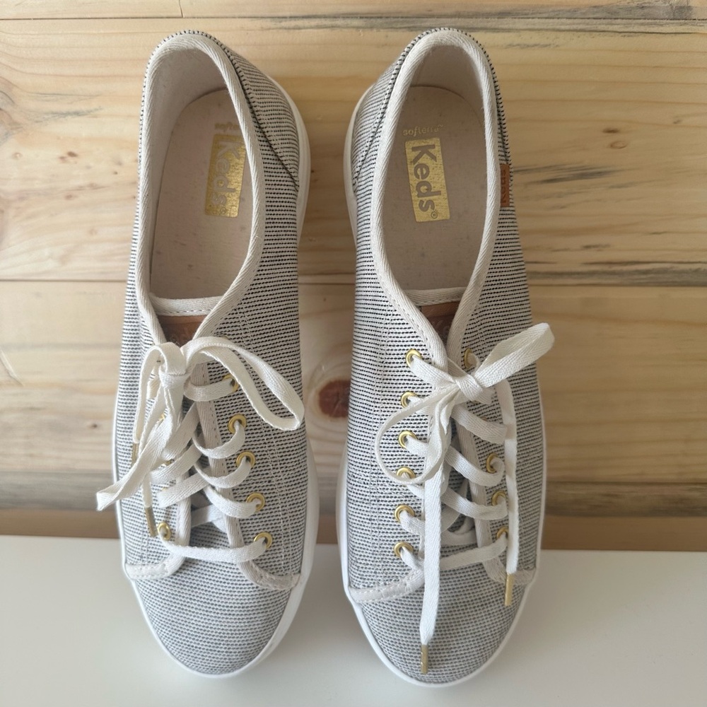 Keds Light Gray Canvas Sneakers with White Laces